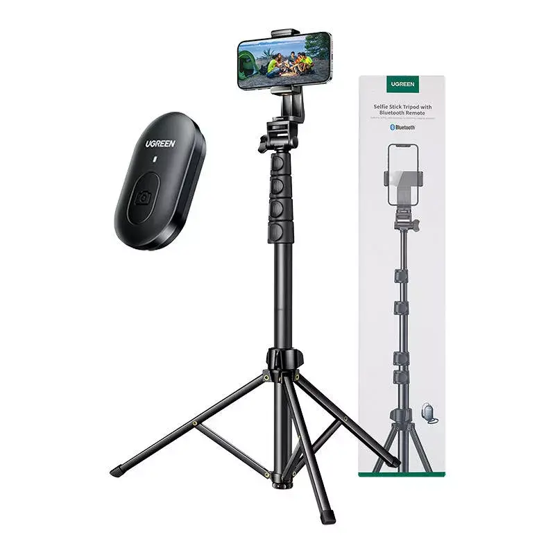 Selfie-Stick UGREEN LP680 Bluetooth mit Fernbedienung, Ausziehbar bis 1,7 m, Maximale Höhe 180 cm, Universelle Kompatibilität, Schwarz
