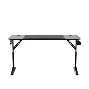 Höhenverstellbarer Gaming-Schreibtisch huzaro Hero 3.6 RGB Schwarz — 1400×600 mm, Höhe 560–790 mm, RGB-Beleuchtung, H-Beine