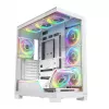PC-Gehäuse MODECOM VOLCANO STELLAR PLUS ARGB MIDI 8F WEISS — Mid-Tower, ATX, gehärtetes Glas, ARGB-Beleuchtung, 8 Lüfter, GPU bis zu 42 cm