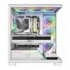 PC-Gehäuse MODECOM VOLCANO STELLAR PLUS ARGB MIDI 8F WEISS — Mid-Tower, ATX, gehärtetes Glas, ARGB-Beleuchtung, 8 Lüfter, GPU bis zu 42 cm