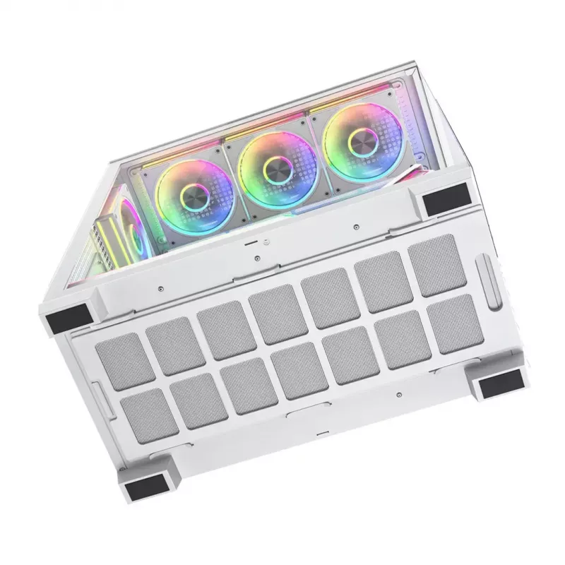 PC-Gehäuse MODECOM VOLCANO STELLAR PLUS ARGB MIDI 8F WEISS — Mid-Tower, ATX, gehärtetes Glas, ARGB-Beleuchtung, 8 Lüfter, GPU bis zu 42 cm