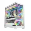 PC-Gehäuse MODECOM VOLCANO STELLAR PLUS ARGB MIDI 8F WEISS — Mid-Tower, ATX, gehärtetes Glas, ARGB-Beleuchtung, 8 Lüfter, GPU bis zu 42 cm