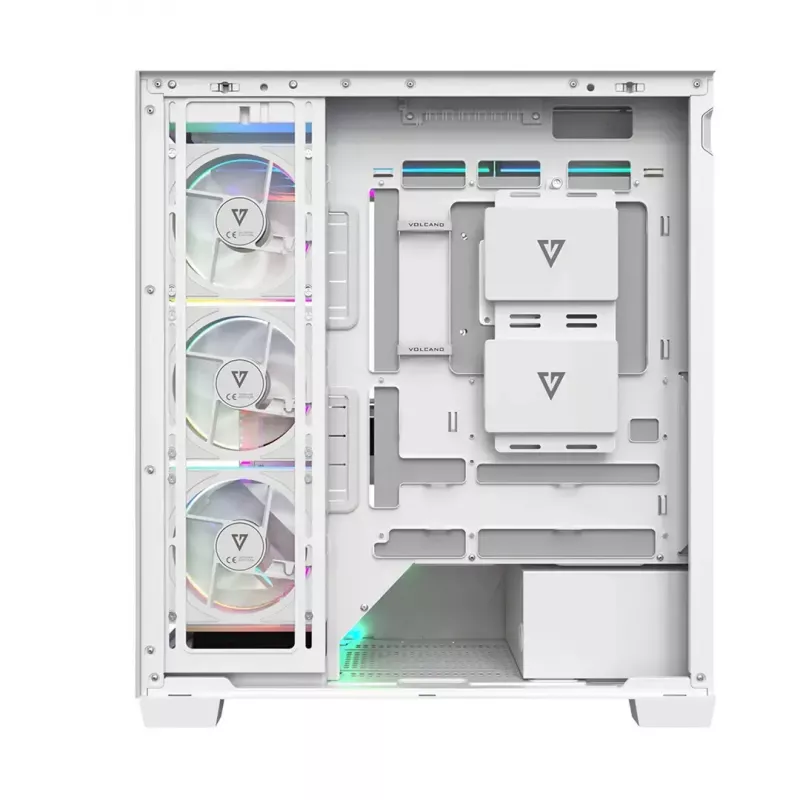 PC-Gehäuse MODECOM VOLCANO STELLAR PLUS ARGB MIDI 8F WEISS — Mid-Tower, ATX, gehärtetes Glas, ARGB-Beleuchtung, 8 Lüfter, GPU bis zu 42 cm