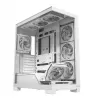 PC-Gehäuse MODECOM VOLCANO STELLAR PLUS ARGB MIDI 8F WEISS — Mid-Tower, ATX, gehärtetes Glas, ARGB-Beleuchtung, 8 Lüfter, GPU bis zu 42 cm