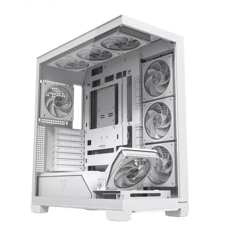 PC-Gehäuse MODECOM VOLCANO STELLAR PLUS ARGB MIDI 8F WEISS — Mid-Tower, ATX, gehärtetes Glas, ARGB-Beleuchtung, 8 Lüfter, GPU bis zu 42 cm