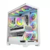 PC-Gehäuse MODECOM VOLCANO STELLAR PLUS ARGB MIDI 8F WEISS — Mid-Tower, ATX, gehärtetes Glas, ARGB-Beleuchtung, 8 Lüfter, GPU bis zu 42 cm