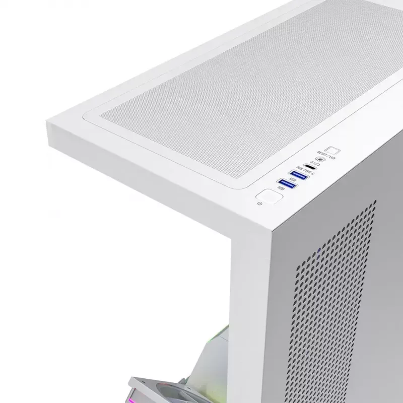 PC-Gehäuse MODECOM VOLCANO STELLAR PLUS ARGB MIDI 8F WEISS — Mid-Tower, ATX, gehärtetes Glas, ARGB-Beleuchtung, 8 Lüfter, GPU bis zu 42 cm
