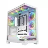 PC-Gehäuse MODECOM VOLCANO STELLAR PLUS ARGB MIDI 8F WEISS — Mid-Tower, ATX, gehärtetes Glas, ARGB-Beleuchtung, 8 Lüfter, GPU bis zu 42 cm