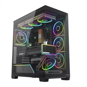 PC-Midi-Tower-Gehäuse MODECOM VOLCANO STELLAR PLUS ARGB MIDI, 5 Frontlüfter, gehärtetes Glas, USB-C