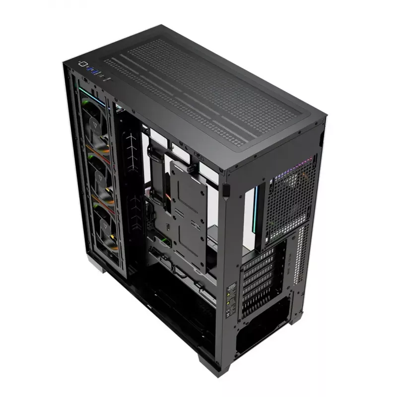 PC-Midi-Tower-Gehäuse MODECOM VOLCANO STELLAR PLUS ARGB MIDI, 5 Frontlüfter, gehärtetes Glas, USB-C