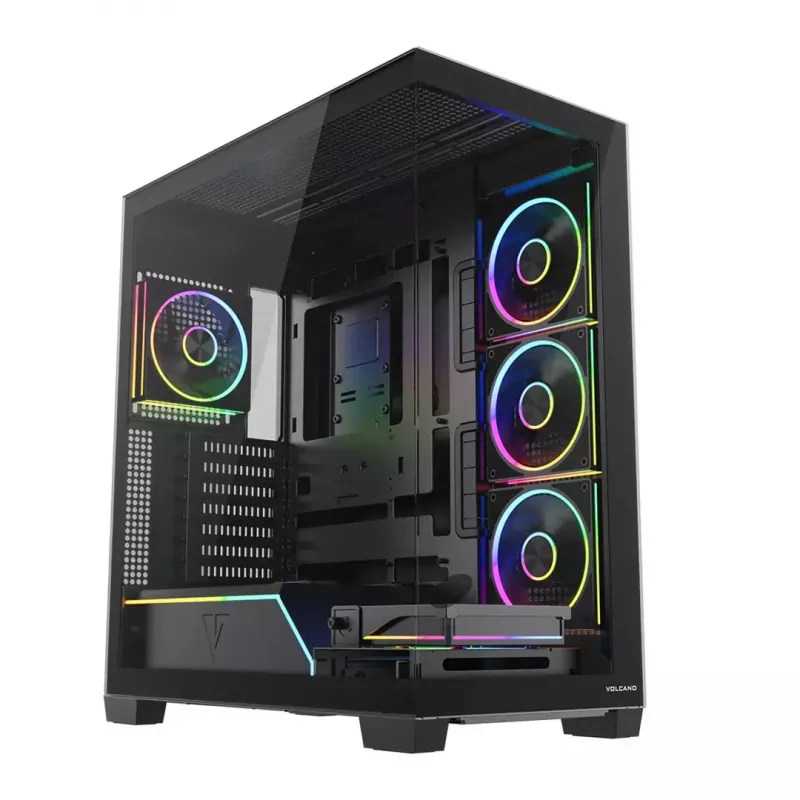 PC-Midi-Tower-Gehäuse MODECOM VOLCANO STELLAR PLUS ARGB MIDI, 5 Frontlüfter, gehärtetes Glas, USB-C