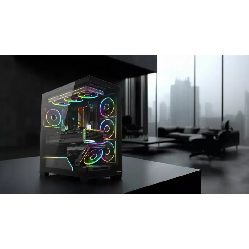 PC-Midi-Tower-Gehäuse MODECOM VOLCANO STELLAR PLUS ARGB MIDI, 5 Frontlüfter, gehärtetes Glas, USB-C