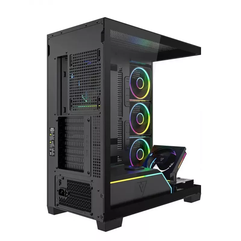 PC-Midi-Tower-Gehäuse MODECOM VOLCANO STELLAR PLUS ARGB MIDI, 5 Frontlüfter, gehärtetes Glas, USB-C