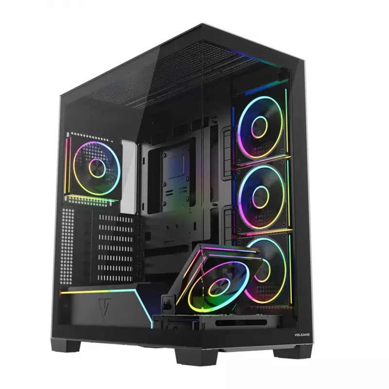 PC-Midi-Tower-Gehäuse MODECOM VOLCANO STELLAR PLUS ARGB MIDI, 5 Frontlüfter, gehärtetes Glas, USB-C