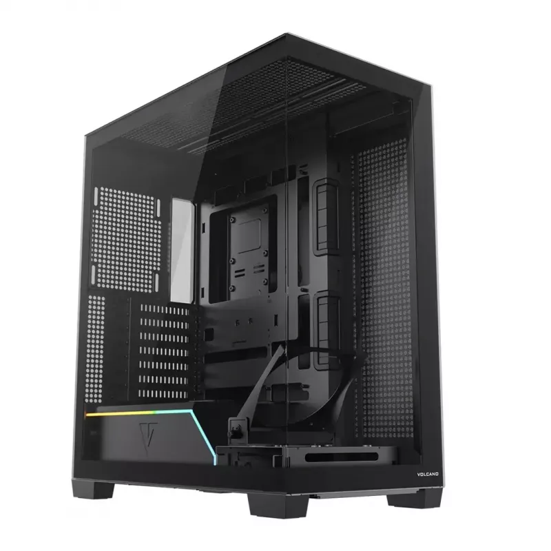 PC-Gehäuse MODECOM VOLCANO STELLAR PLUS MIDI SCHWARZ — Mid-Tower ATX, gehärtetes Glas, USB-C, unterstützt Grafikkarten bis 420 mm