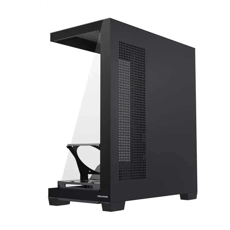 PC-Gehäuse MODECOM VOLCANO STELLAR PLUS MIDI SCHWARZ — Mid-Tower ATX, gehärtetes Glas, USB-C, unterstützt Grafikkarten bis 420 mm