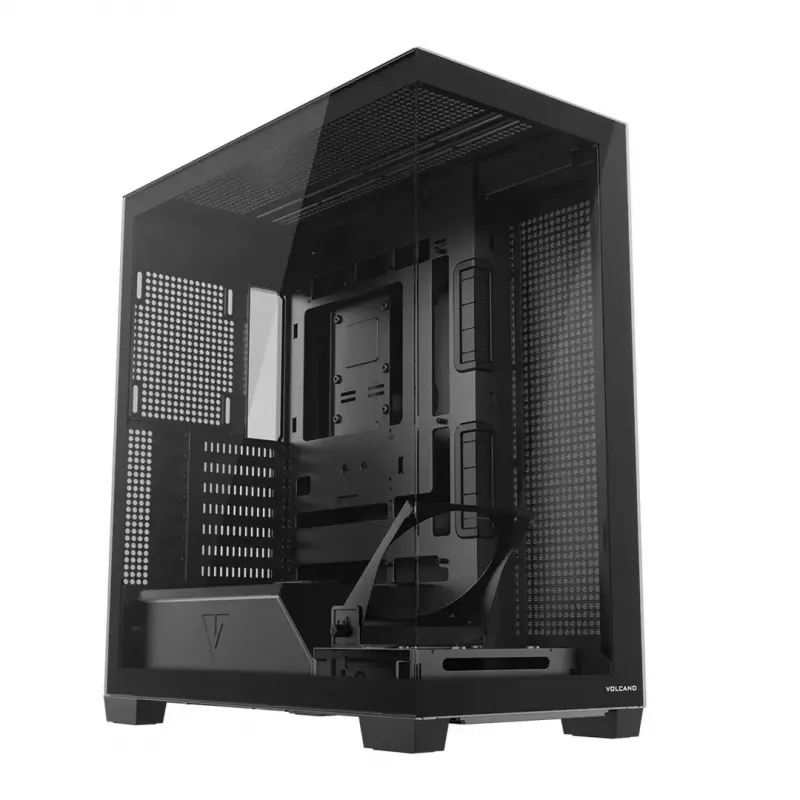 PC-Gehäuse MODECOM VOLCANO STELLAR PLUS MIDI SCHWARZ — Mid-Tower ATX, gehärtetes Glas, USB-C, unterstützt Grafikkarten bis 420 mm