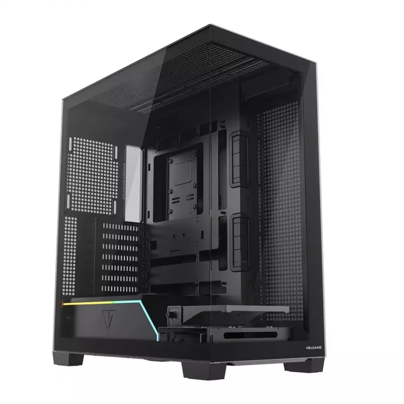 PC-Gehäuse MODECOM VOLCANO STELLAR PLUS MIDI SCHWARZ — Mid-Tower ATX, gehärtetes Glas, USB-C, unterstützt Grafikkarten bis 420 mm
