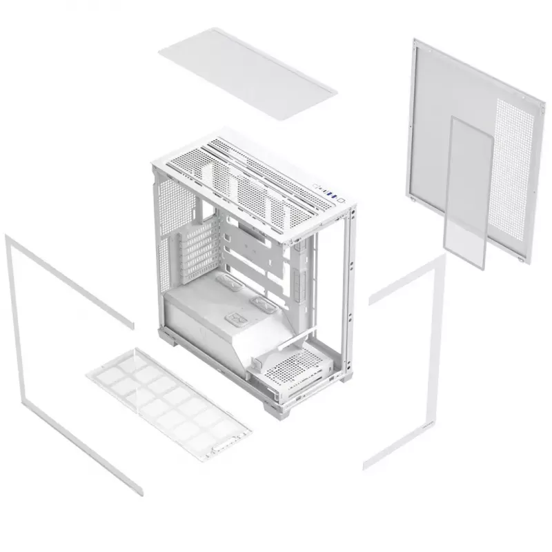 PC-Gehäuse MODECOM VOLCANO STELLAR PLUS MIDI WEISS — Midi Tower, microATX, Temperglas, USB-C, unterstützt GPU 420 mm