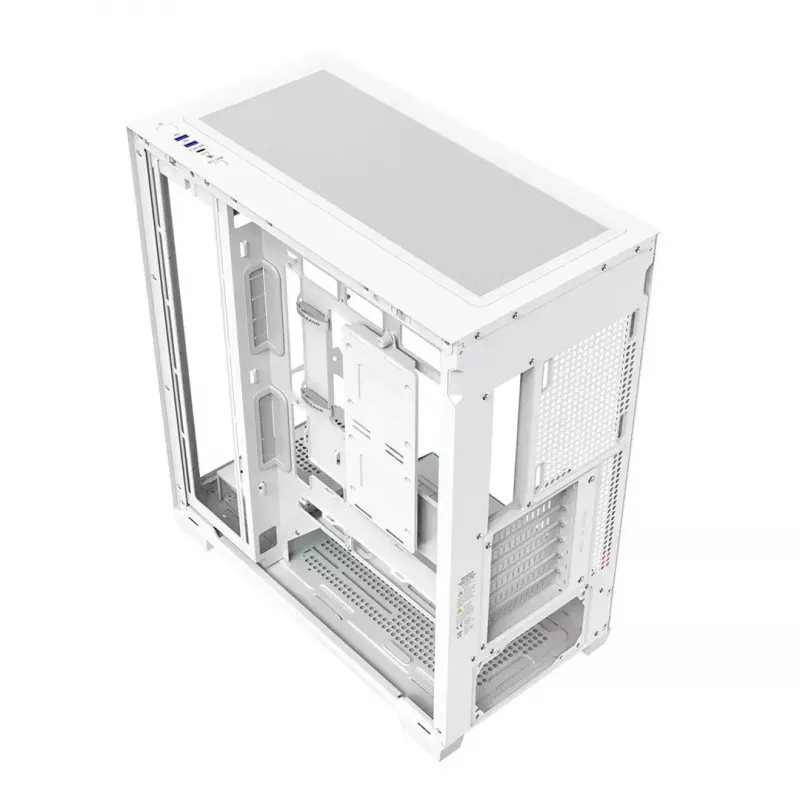 PC-Gehäuse MODECOM VOLCANO STELLAR PLUS MIDI WEISS — Midi Tower, microATX, Temperglas, USB-C, unterstützt GPU 420 mm
