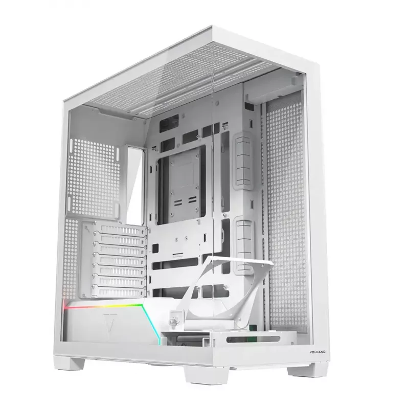 PC-Gehäuse MODECOM VOLCANO STELLAR PLUS MIDI WEISS — Midi Tower, microATX, Temperglas, USB-C, unterstützt GPU 420 mm