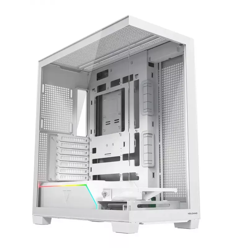 PC-Gehäuse MODECOM VOLCANO STELLAR PLUS MIDI WEISS — Midi Tower, microATX, Temperglas, USB-C, unterstützt GPU 420 mm