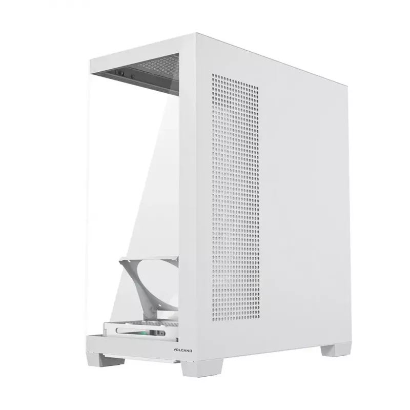PC-Gehäuse MODECOM VOLCANO STELLAR PLUS MIDI WEISS — Midi Tower, microATX, Temperglas, USB-C, unterstützt GPU 420 mm