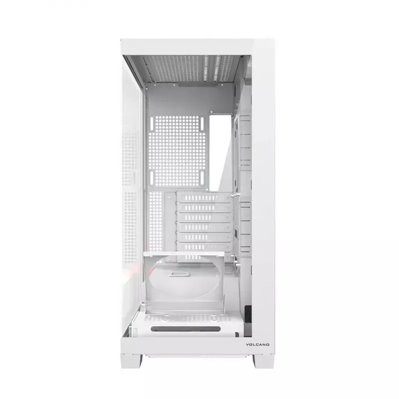 PC-Gehäuse MODECOM VOLCANO STELLAR PLUS MIDI WEISS — Midi Tower, microATX, Temperglas, USB-C, unterstützt GPU 420 mm