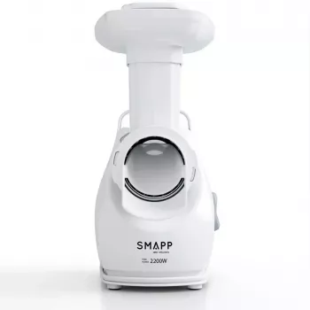 Fleischwolf SMAPP Modell 490.81 WEISS – 2200 W, 1 Geschwindigkeit, 2,7 kg/min, 3 Lochscheiben, weiß, Zerkleinerungsaufsatz