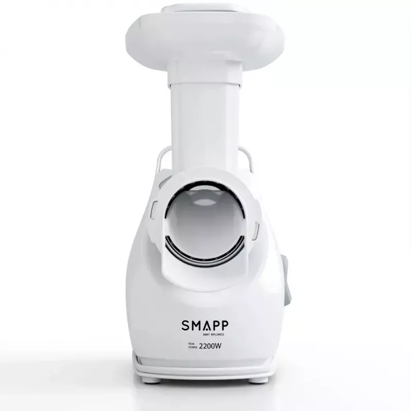 Fleischwolf SMAPP Modell 490.81 WEISS – 2200 W, 1 Geschwindigkeit, 2,7 kg/min, 3 Lochscheiben, weiß, Zerkleinerungsaufsatz