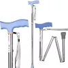 Faltbarer Gehstock ActionMed LI101AM — silber, ergonomischer Griff, Handschlaufe, rutschfest, Pitch-Kontrolle