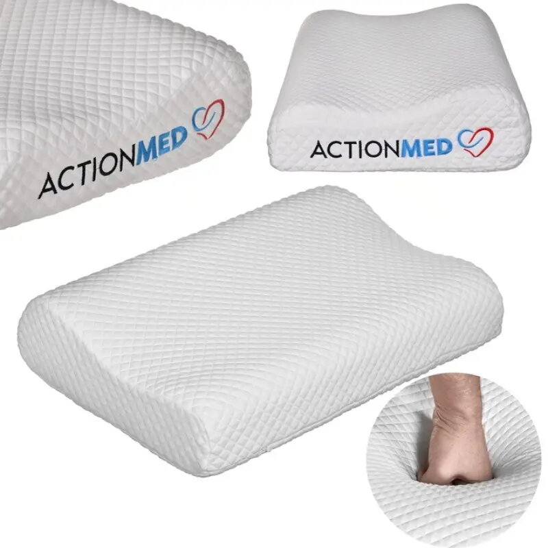 Orthopädisches Nackenkissen ActionMed CERVICAL MED PILLOW PO100AM — Schaumstofffüllung, 550×360×120 mm, waschbarer Bezug, weiß