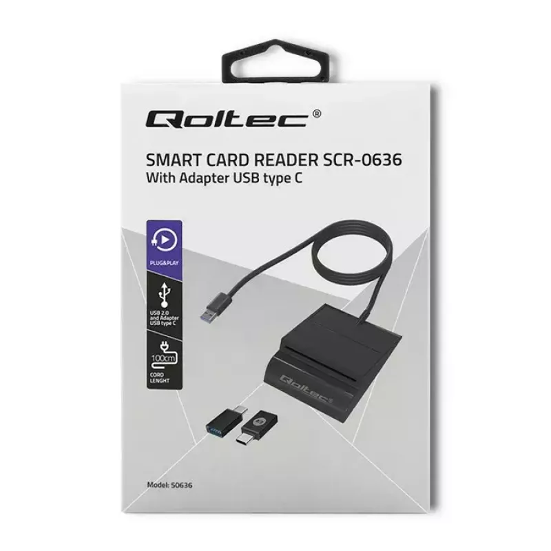 Kartenleser QOLTEC Smart ID Card Reader Intelligenst Modell 50636 USB Typ C