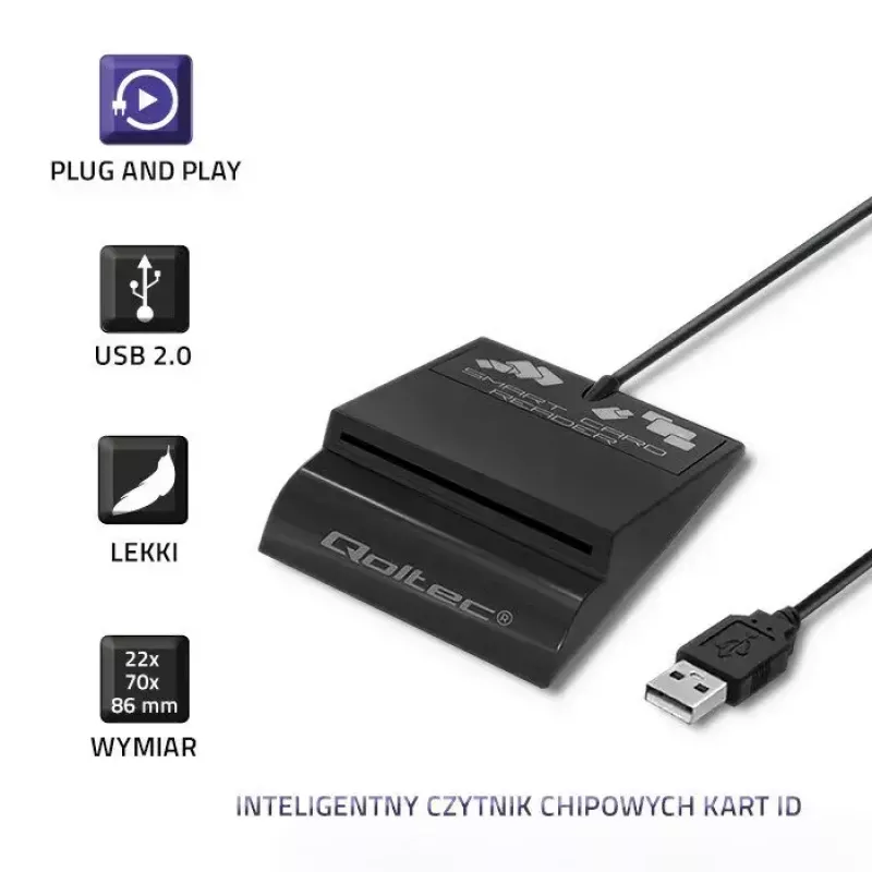 Kartenleser QOLTEC Smart ID Card Reader Intelligenst Modell 50636 USB Typ C