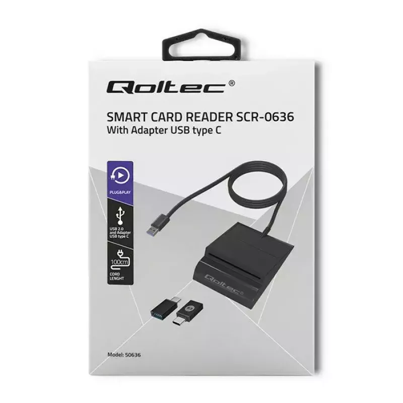 Kartenleser QOLTEC Smart ID Card Reader Intelligenst Modell 50636 USB Typ C