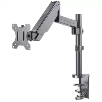 Manhattan Tischhalterung für TV & Monitore (Full-Motion-Gasdruckfeder), Für Bildschirme von 13 Zoll bis 27 Zoll, Klemm- oder Tüllenmontage, VESA-Kompatibilität: 75x75 mm und 100x100 mm – Überprüfen Sie die Abmessungen der vier Befestigungslöcher auf der Rückseite des Bildschirms, um sicherzustellen, dass sie passen, Max. 8 kg, Halterung