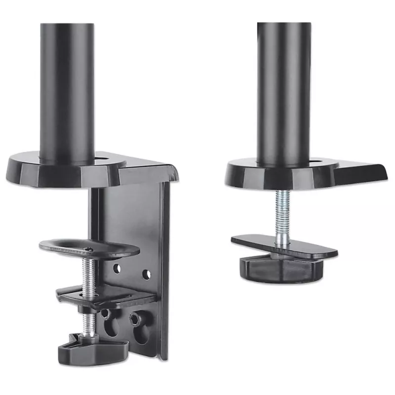 Manhattan Tischhalterung für TV & Monitore (Full-Motion-Gasdruckfeder), Für Bildschirme von 13 Zoll bis 27 Zoll, Klemm- oder Tüllenmontage, VESA-Kompatibilität: 75x75 mm und 100x100 mm – Überprüfen Sie die Abmessungen der vier Befestigungslöcher auf der Rückseite des Bildschirms, um sicherzustellen, dass sie passen, Max. 8 kg, Halterung