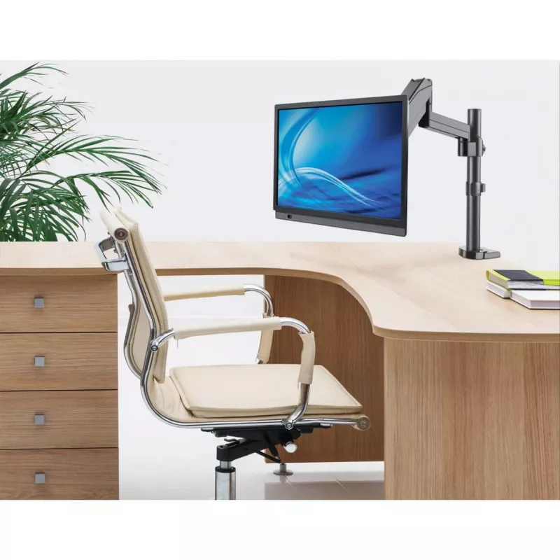 Manhattan Tischhalterung für TV & Monitore (Full-Motion-Gasdruckfeder), Für Bildschirme von 13 Zoll bis 27 Zoll, Klemm- oder Tüllenmontage, VESA-Kompatibilität: 75x75 mm und 100x100 mm – Überprüfen Sie die Abmessungen der vier Befestigungslöcher auf der Rückseite des Bildschirms, um sicherzustellen, dass sie passen, Max. 8 kg, Halterung