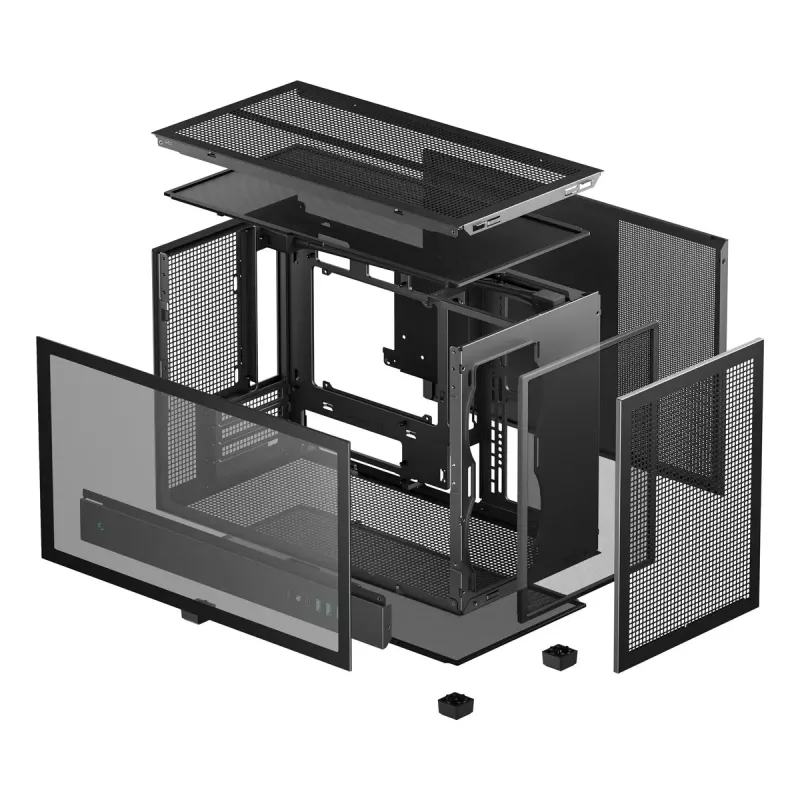 PC-Gehäuse DeepCool CH260 Micro Tower Schwarz — Micro-ATX/Mini-ITX, gehärtetes Glas, USB-C, max. GPU 413 mm