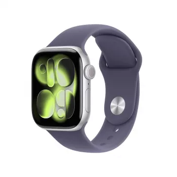 Smartwatch Apple Watch Series 11 GPS + Cellular 42 mm Silbernes Aluminiumgehäuse mit Lila Fog Sportband M/L