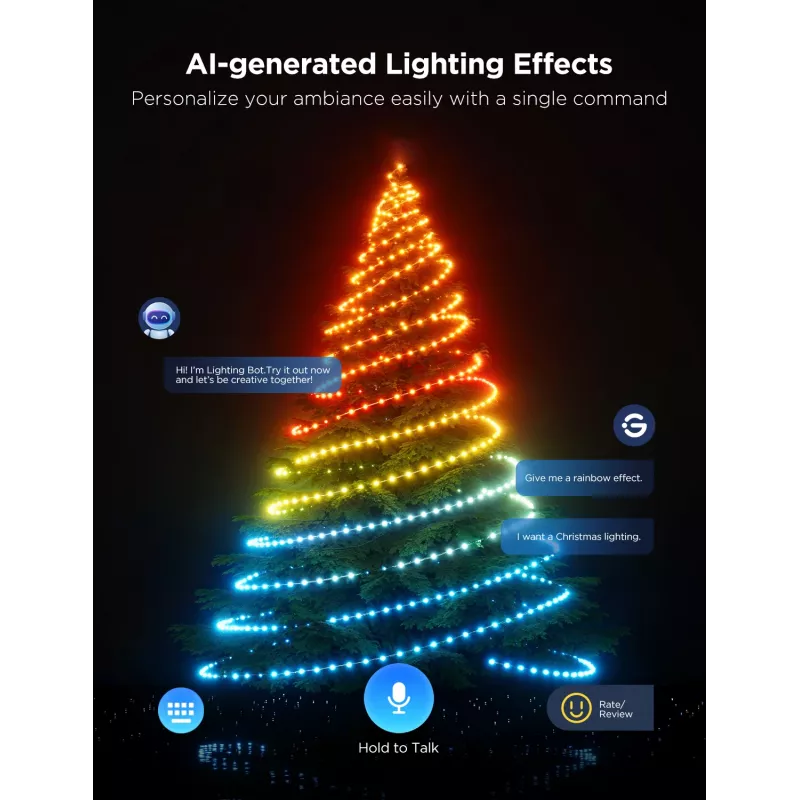 Govee Smart-Lichterkette 2S 20 m, Wi‑Fi/Bluetooth, grün, 20 m Länge, 2,5 m Netzkabel, 6 mm Breite