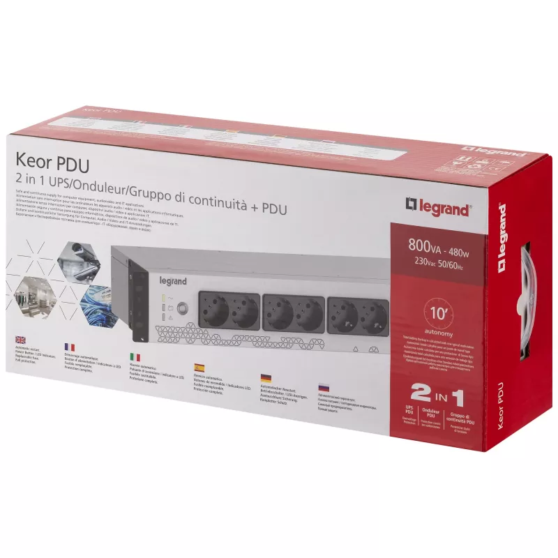 Legrand Keor UPS PDU 800VA FR INPUT 8 FR OUTPUT unterbrechungsfreie Stromversorgung (USV) Standby (Offline) 0,8 kVA 480 W 8 AC-Ausgänge