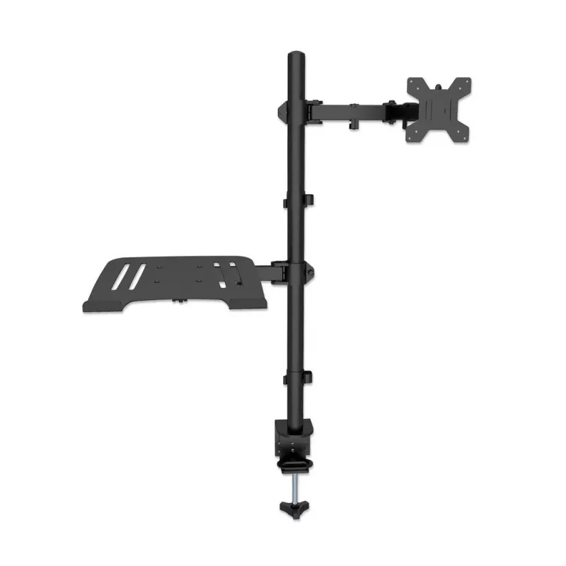 Manhattan Desk Mount für Monitor- und Laptop-Kombi (Full-Motion), Für Bildschirme: 10-27 Zoll, Laptop bis zu 17 Zoll, Klemmmontage, VESA-Kompatibilität: 75x75 und 100x100 mm – prüfen Sie die Abmessungen der vier Befestigungslöcher auf der Rückseite des Bildschirms, um sicherzustellen, dass sie passen, Max. 8 kg, Halterung