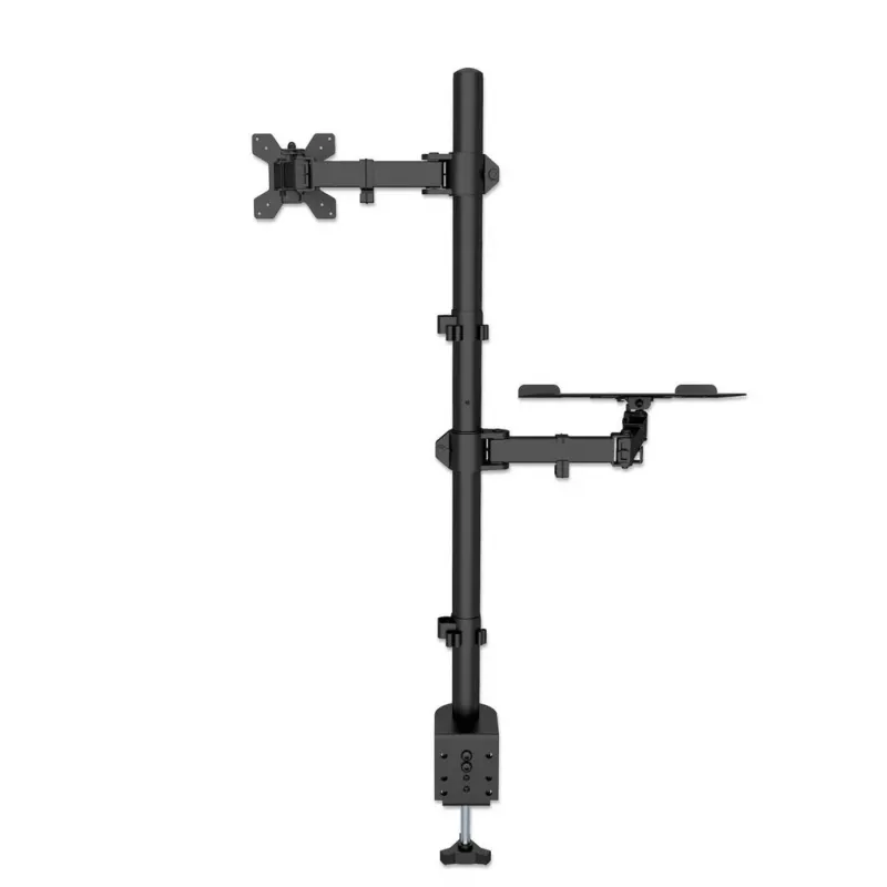 Manhattan Desk Mount für Monitor- und Laptop-Kombi (Full-Motion), Für Bildschirme: 10-27 Zoll, Laptop bis zu 17 Zoll, Klemmmontage, VESA-Kompatibilität: 75x75 und 100x100 mm – prüfen Sie die Abmessungen der vier Befestigungslöcher auf der Rückseite des Bildschirms, um sicherzustellen, dass sie passen, Max. 8 kg, Halterung