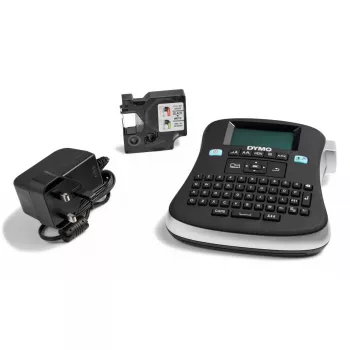 DYMO LabelManager 210D+ Handheld-Etikettiergerät-Kit | QWERTY-Tastatur | mit 12 mm schwarz auf weiß D1-Etiketten & Tragekoffer
