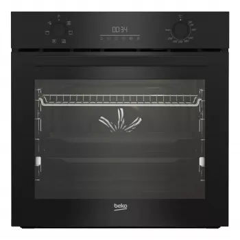 Einbau-Elektrobackofen BEKO BBIE123001BD — 72 L, 2400 W, LED-Anzeige, versenkbare Drehknöpfe, Dampf-Selbstreinigung, schwarz