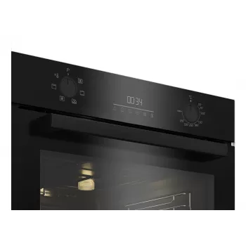 Einbau-Elektrobackofen BEKO BBIE123001BD — 72 L, 2400 W, LED-Anzeige, versenkbare Drehknöpfe, Dampf-Selbstreinigung, schwarz