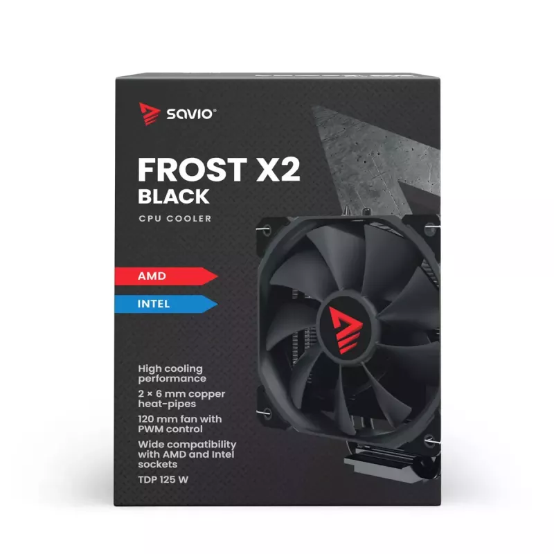 Kühlkörper/Radiator SAVIO SAVGCOFROSTSchwarzX2 120 mm Lüfter, kompatibel mit LGA 1156/1155/1150/1151/1200/1366/1700, schwarz