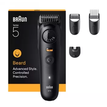 Barttrimmer BRAUN BT5520 — 0,5–20 mm, 40 Längeneinstellungen, wiederaufladbar, 120 min Akkulaufzeit, schwarz