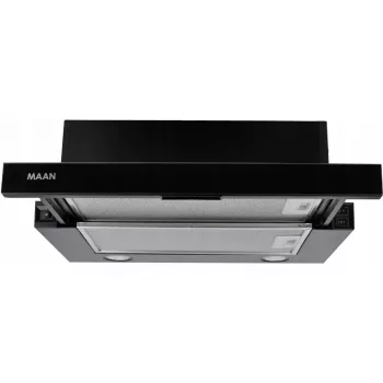 Einbau-Dunstabzugshaube MAAN Corona 2 G 50 Schwarz — teleskopisch, 496×304×182 mm, 310 m³/h, 3 Geschwindigkeiten, 120 mm Auslass